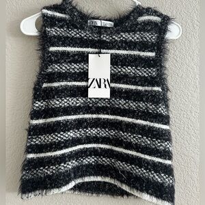 Zara Black and White Striped Knit Top & Skirt